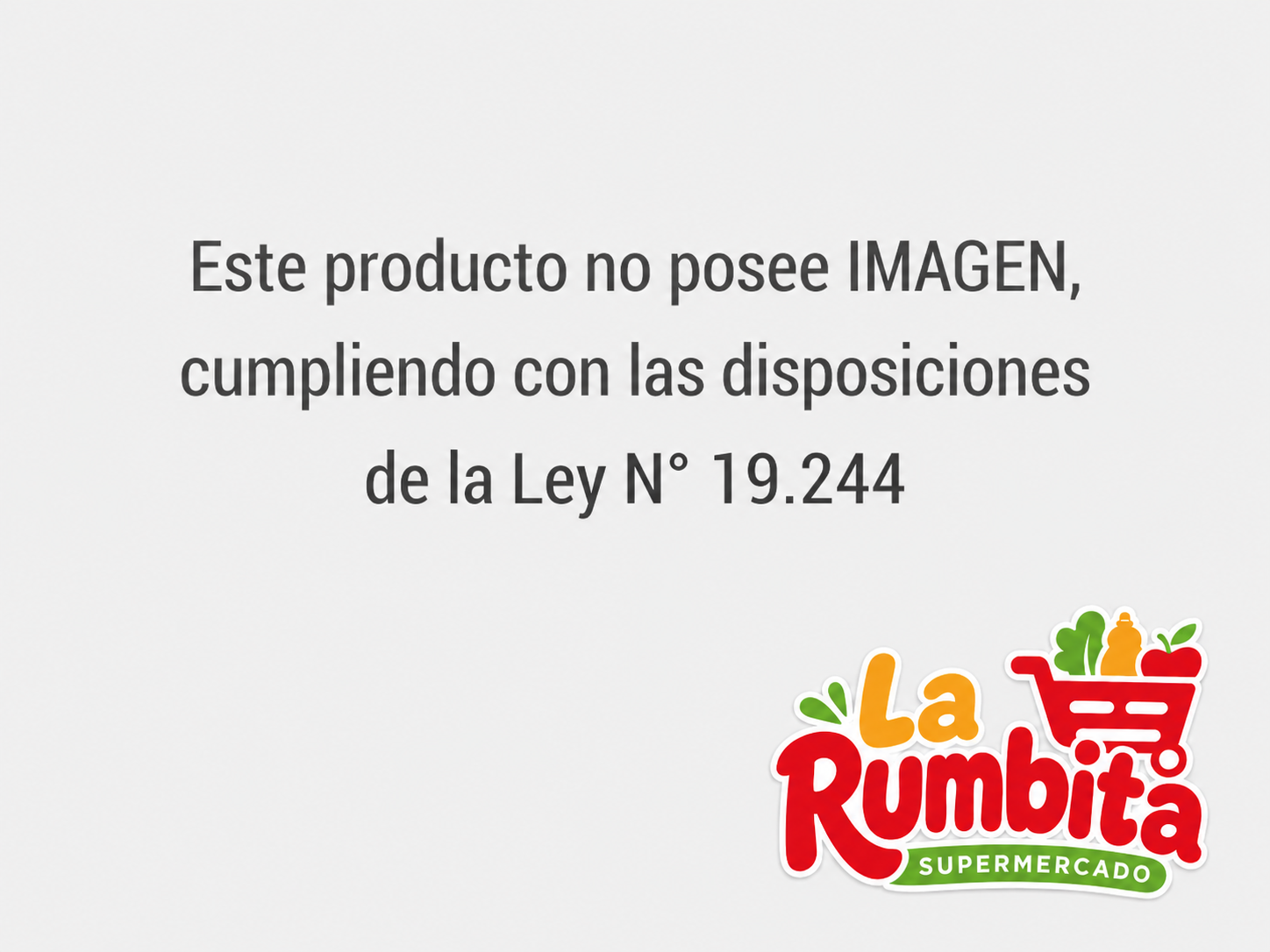 Producto sin imagen conforme a la Ley N° 19.244